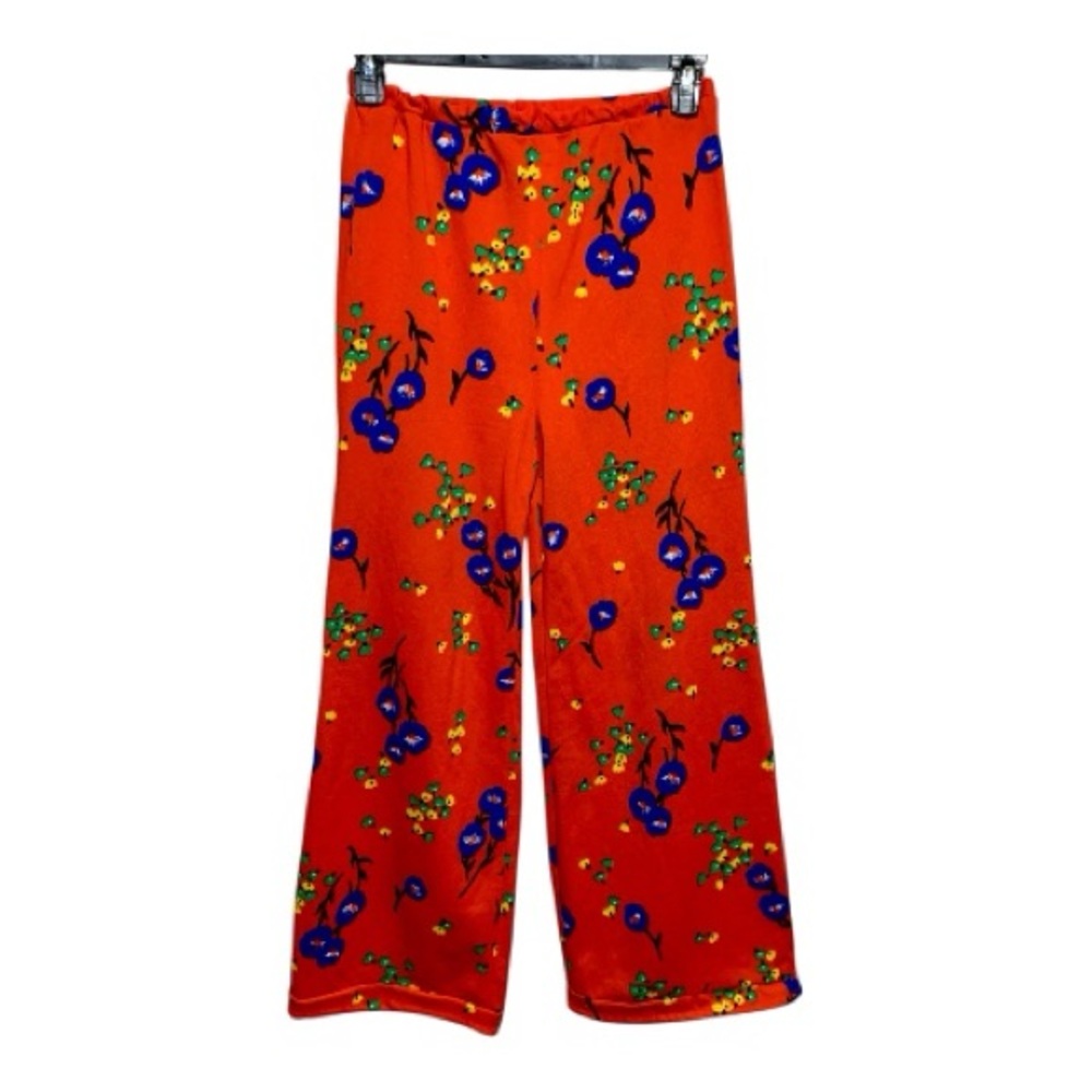 Vintage 1970’s Bright Floral Cuffed Wide Leg Rayon Pants
